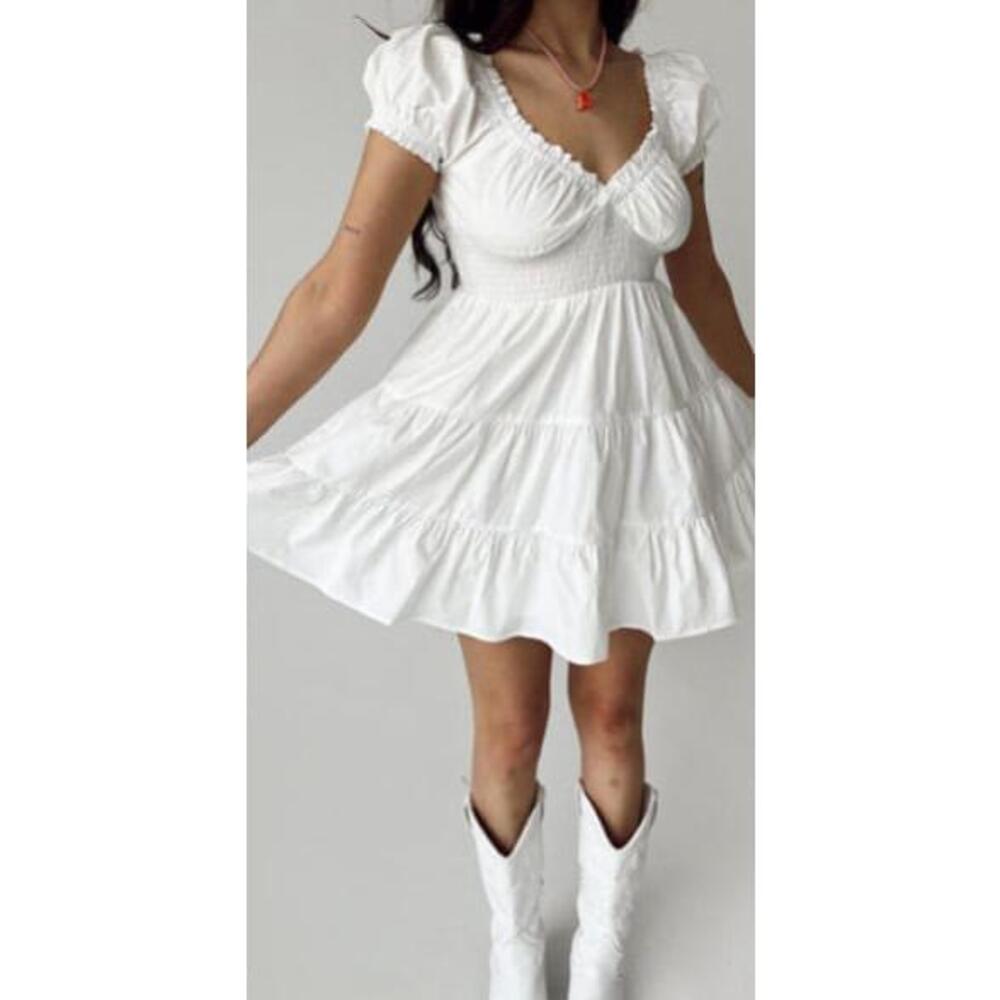 Princess Polly Daniela Cotton Shirred Smocked Ruffle Puff sleeve Lolita babydoll